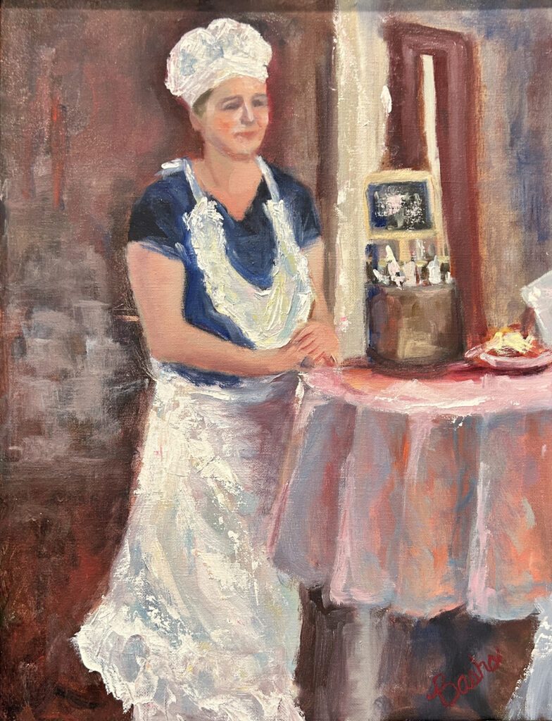 woman selling brats